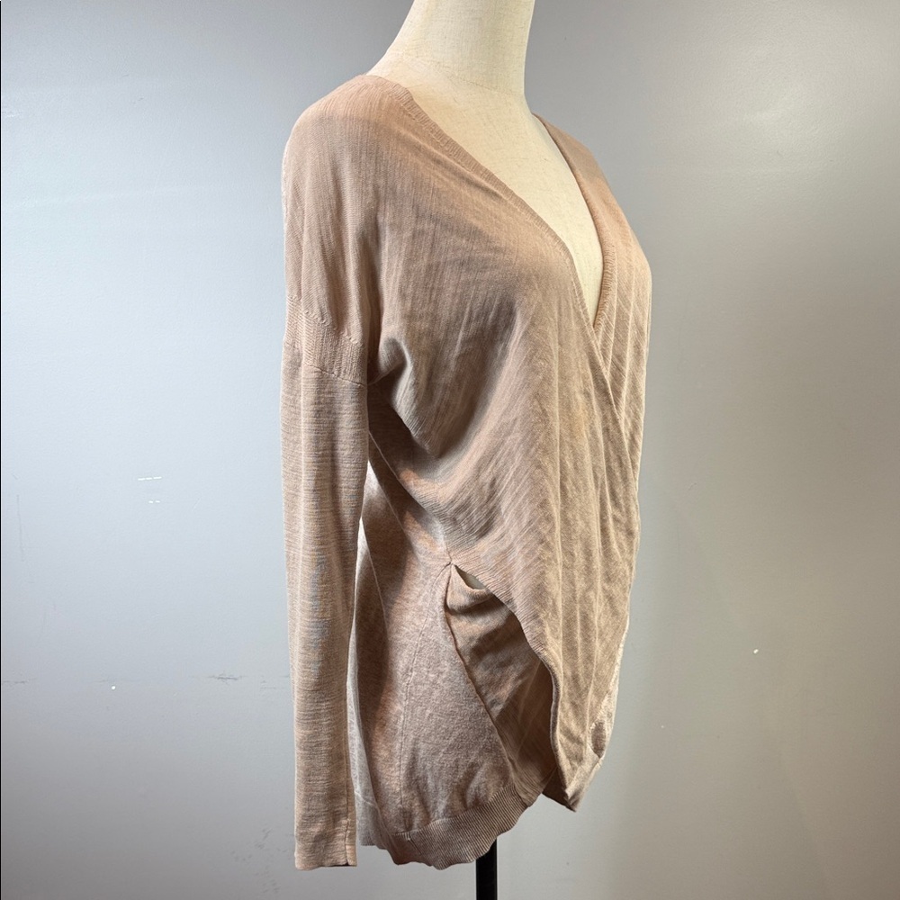 AllSaints Twist Front Knit Top – Size M – Taupe Neutral Sweater